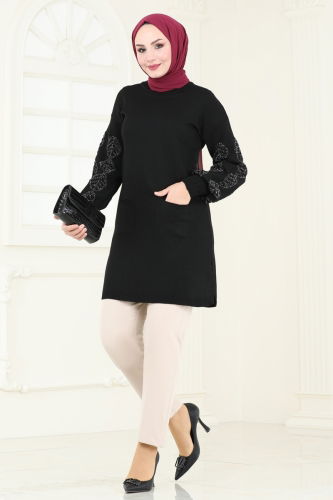 moda selvim Tunic 3008AYD574 Black - Thumbnail