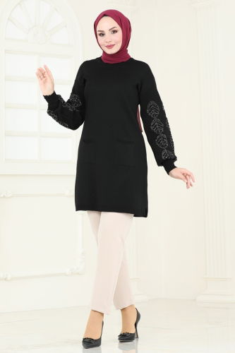 moda selvim Tunic 3008AYD574 Black - Thumbnail