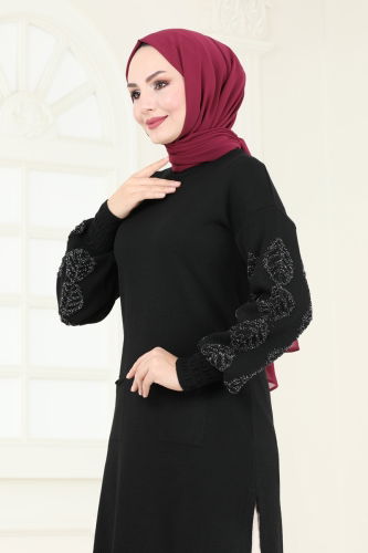 moda selvim Tunic 3008AYD574 Black - Thumbnail