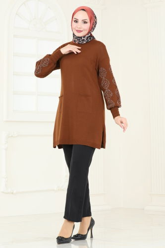 moda selvim Tunic 3008AYD574 Brown - Thumbnail