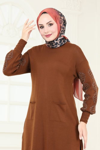 moda selvim Tunic 3008AYD574 Brown - Thumbnail