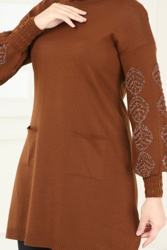 moda selvim Tunic 3008AYD574 Brown - Thumbnail