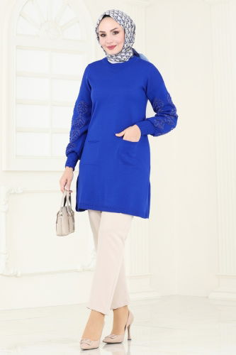 moda selvim Tunic 3008AYD574 Saxe - Thumbnail