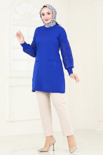 moda selvim Tunic 3008AYD574 Saxe - Thumbnail