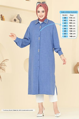 moda selvim Tunic 302HBS856 Indigo - Thumbnail