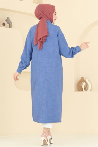 moda selvim Tunic 302HBS856 Indigo - Thumbnail