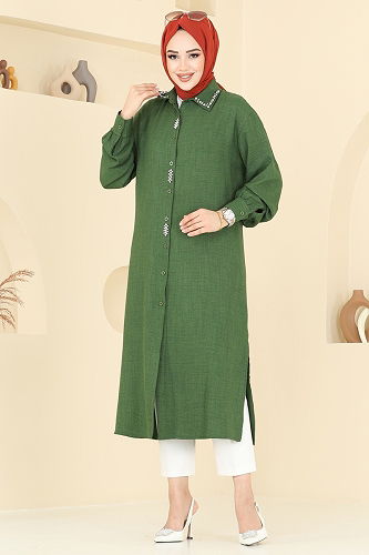 moda selvim بلوز اخضر عفني 302HBS856 - Thumbnail