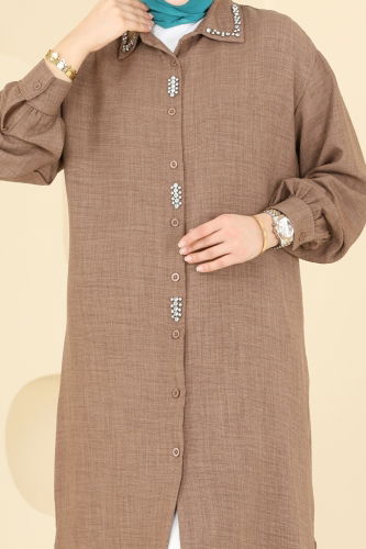 moda selvim Tunic 302HBS856 Light Brown - Thumbnail