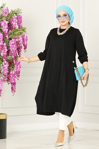 moda selvim Tunic 3030MNT741 Black - Thumbnail