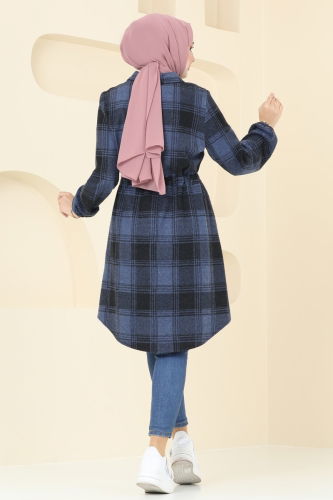 moda selvim Tunic 3034KTR750 Indigo - Thumbnail