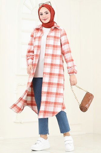 moda selvim بلوز سكري وبرتقالي 3036KTR750 - Thumbnail