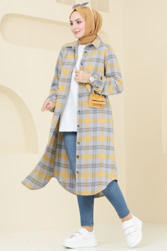 moda selvim Tunic 3036KTR750 Mustard & Gray - Thumbnail