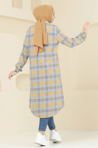 moda selvim Tunic 3036KTR750 Mustard & Gray - Thumbnail