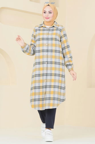 moda selvim Tunic 3036KTR750 Mustard & Gray - Thumbnail