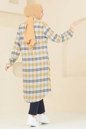 moda selvim Tunic 3036KTR750 Mustard & Gray - Thumbnail