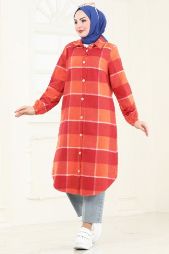 moda selvim Tunic 3036KTR750 Red&Orange - Thumbnail