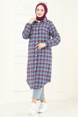 K.T.R. - Tunic 3036KTR750 Saks & Burgundy