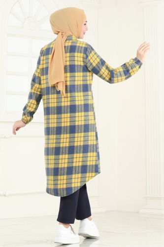 moda selvim Tunic 3036KTR750 Yellow&Indigo - Thumbnail