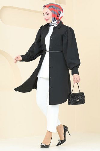 moda selvim Tunic 3039KTR750 Black - Thumbnail