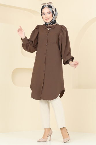 moda selvim Tunic 3039KTR750 Brown - Thumbnail