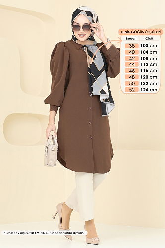 moda selvim Tunic 3039KTR750 Brown - Thumbnail
