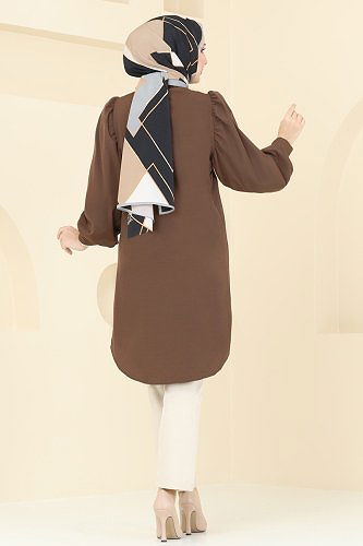 moda selvim بلوز بني 3039KTR750 - Thumbnail