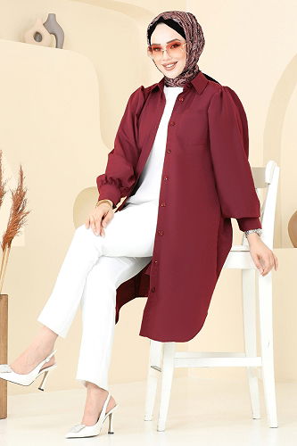 moda selvim Tunic 3039KTR750 Dark Burgundy - Thumbnail