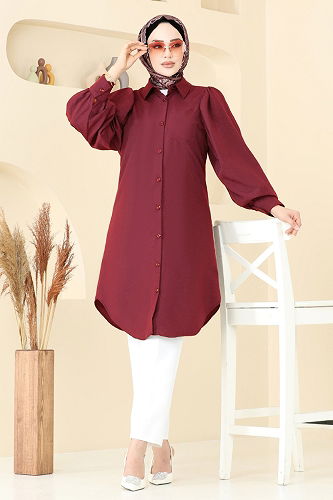 moda selvim Tunic 3039KTR750 Dark Burgundy - Thumbnail