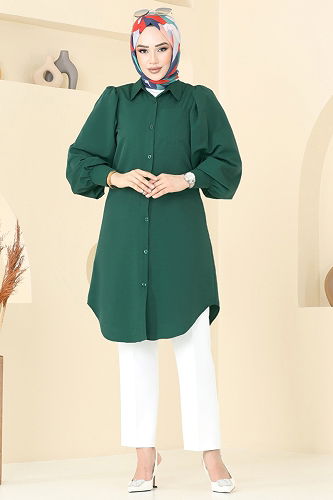 moda selvim Tunic 3039KTR750 Dark Emerald - Thumbnail