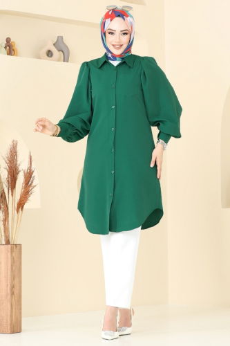 moda selvim بلوز زيتي غامق 3039KTR750 - Thumbnail