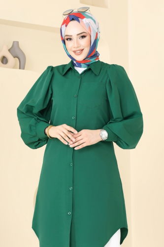 moda selvim بلوز زيتي غامق 3039KTR750 - Thumbnail