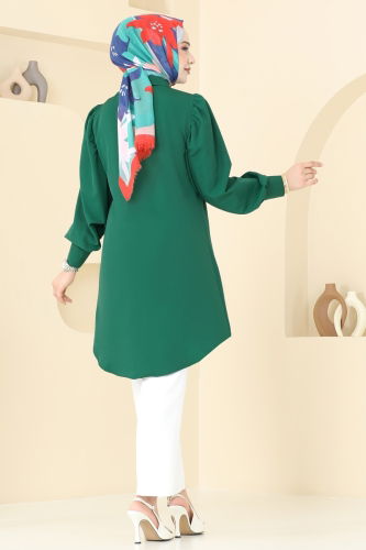 moda selvim بلوز زيتي غامق 3039KTR750 - Thumbnail