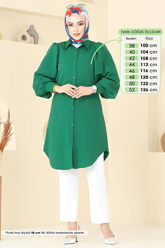 moda selvim Tunic 3039KTR750 Emerald - Thumbnail