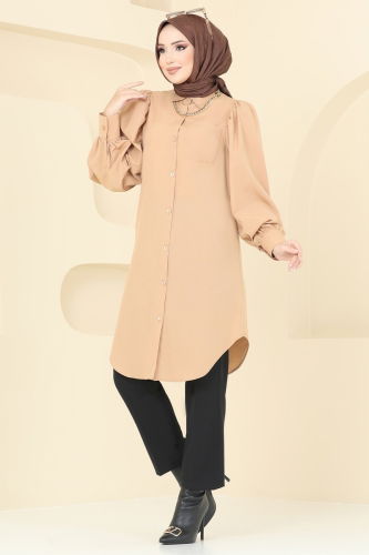 moda selvim Tunic 3039KTR750 Latte - Thumbnail