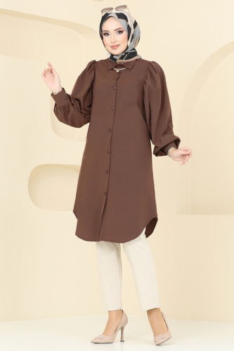 moda selvim Tunic 3039KTR750 Light Brown - Thumbnail