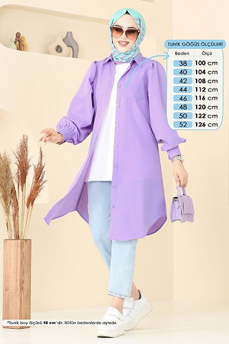 moda selvim Tunic 3039KTR750 Lilac - Thumbnail