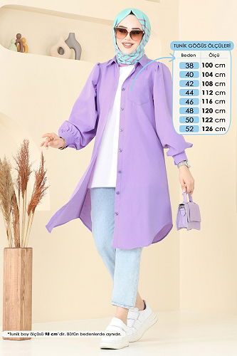 moda selvim بلوز ليلكي 3039KTR750 - Thumbnail