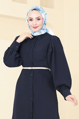 moda selvim بلوز كحلي 3039KTR750 - Thumbnail