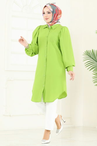 moda selvim بلوز أخضر فستقي 3039KTR750 - Thumbnail