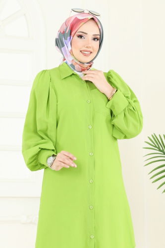 moda selvim بلوز أخضر فستقي 3039KTR750 - Thumbnail