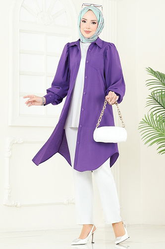 moda selvim Tunic 3039KTR750 Purple - Thumbnail