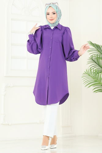 moda selvim بلوز أرجواني 3039KTR750 - Thumbnail