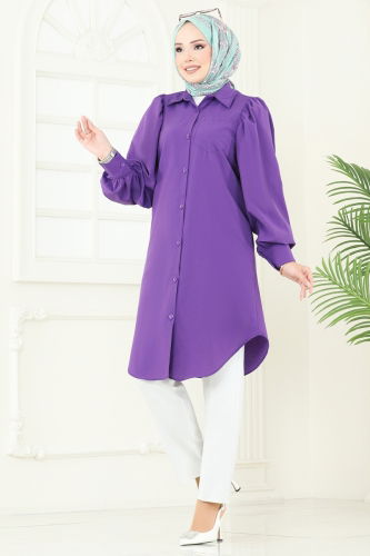 moda selvim بلوز أرجواني 3039KTR750 - Thumbnail