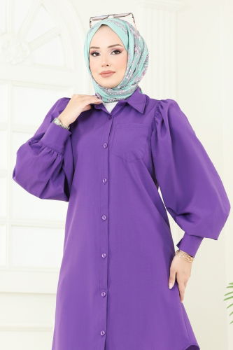moda selvim بلوز أرجواني 3039KTR750 - Thumbnail