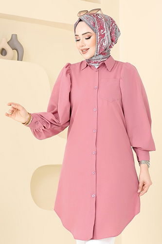 moda selvim بلوز وردي 3039KTR750 - Thumbnail