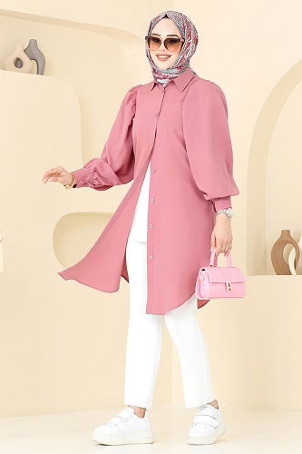 moda selvim بلوز وردي 3039KTR750 - Thumbnail