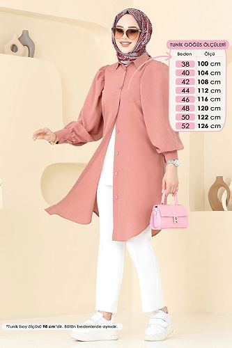 moda selvim Tunic 3039KTR750 Salmon - Thumbnail