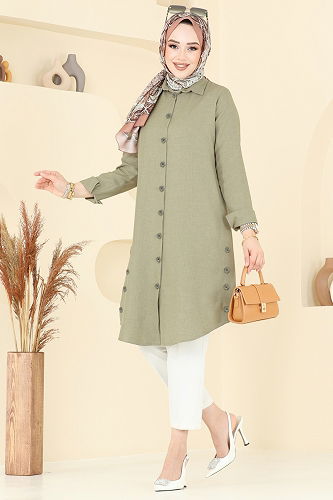 moda selvim Tunic 3047KTR750 Almond Green - Thumbnail
