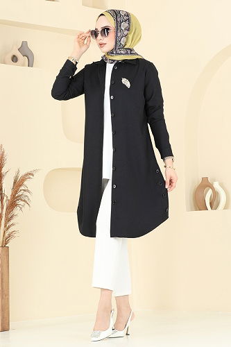 moda selvim Tunic 3047KTR750 Black - Thumbnail