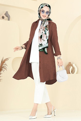 moda selvim بلوز بني 3047KTR750 - Thumbnail